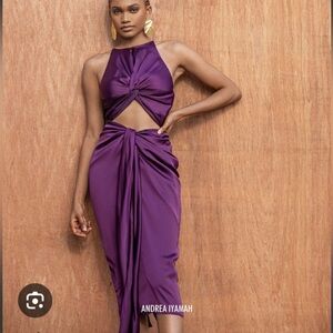 Andrea iyamah Reni midi dress plum purple small new with tags